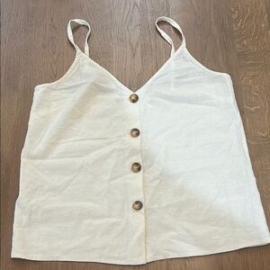 Top Shop White Linen Button-Down V Neck Women's a camisole Size 4